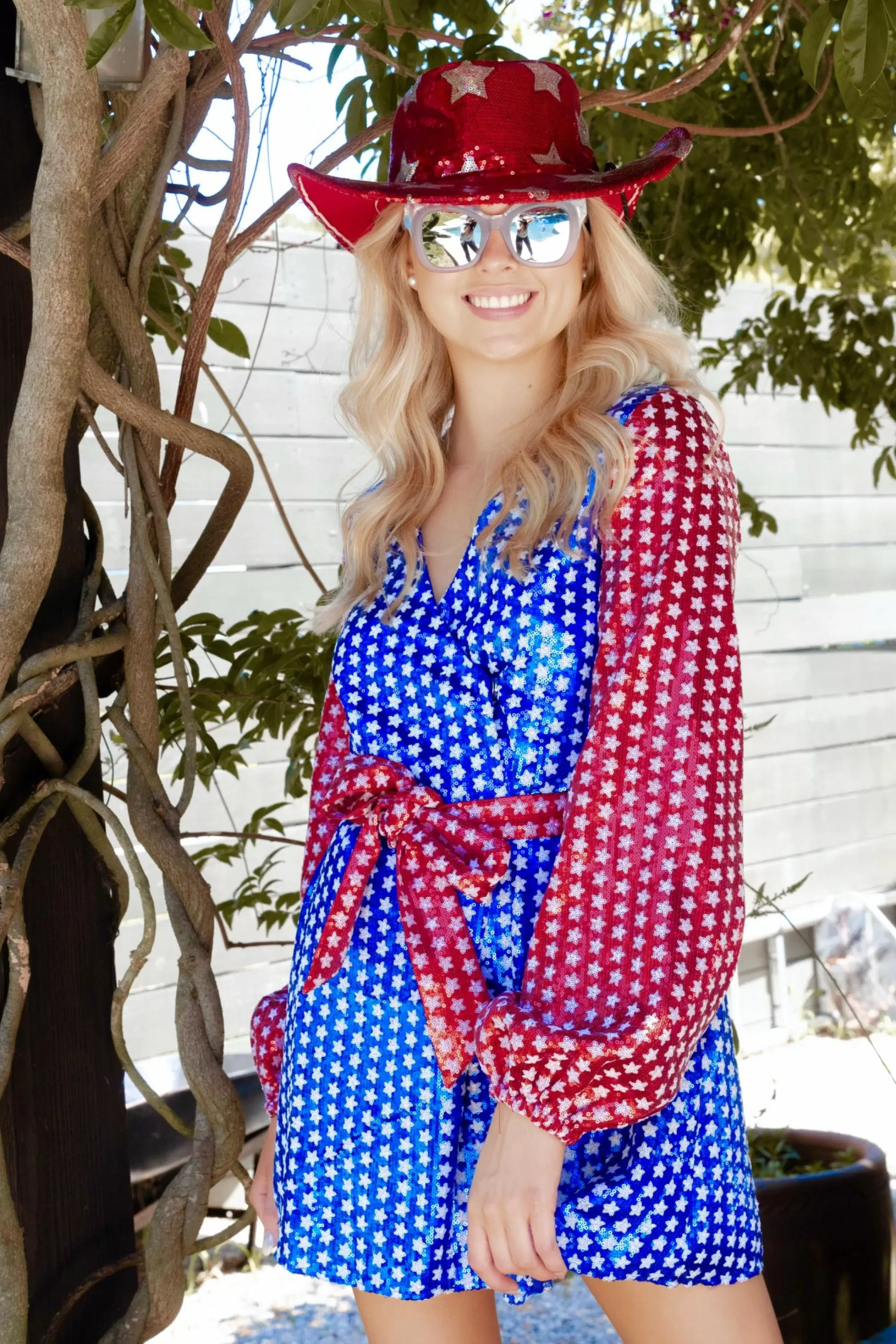 Queen Of Sparkles Red, White & Blue Star Dress