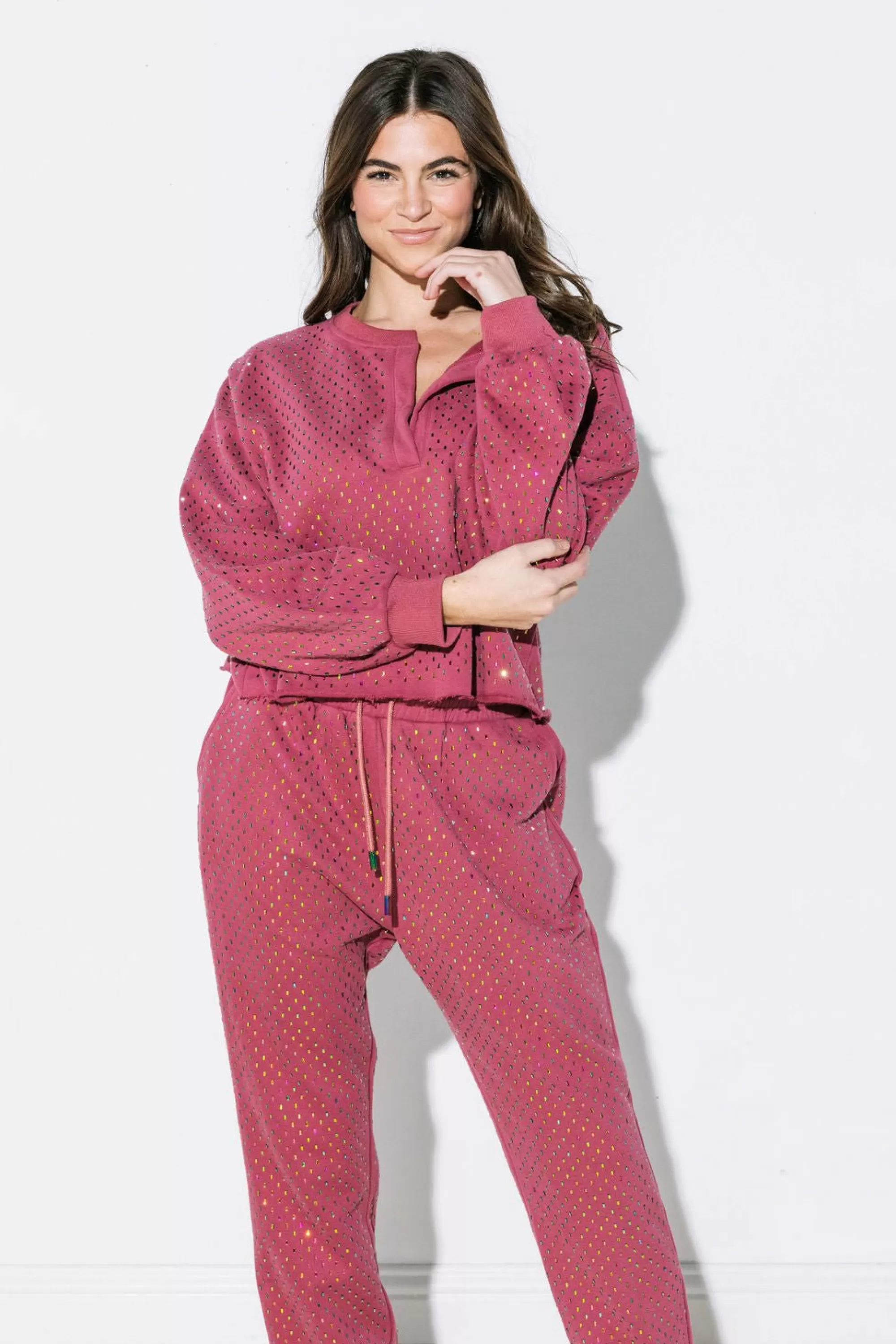 Queen Of Sparkles Scattered Rhinestone Jogger